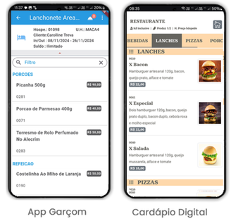 Aplicativo para garçom e Cardápio Digital